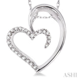 1/10 Ctw Round Cut Diamond Heart Shape Pendant in 10K White Gold with Chain