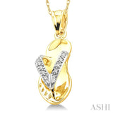 1/20 Ctw Single Cut Diamond Flip Flop Pendant in 14K Yellow Gold with Chain