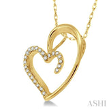 1/10 Ctw Round Cut Diamond Heart Shape Pendant in 10K Yellow Gold with Chain