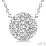 1/6 Ctw Disc Round Cut Diamond Pendant in 10K White Gold