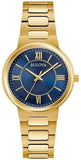 Bulova Women's Gold Tone Stainless Steel Casual Blue Dial Watch 97L165