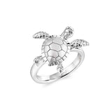 Life@Sea Genuine Sterling Silver Sandblasted Swimming Sea Turtle Ring
