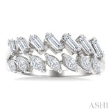 3/4 Ctw Split Twin Row Marquise and Baguette Cut Diamond Fashion Ring in 14K White Gold