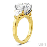 1 1/10 Ctw Circular Shape Trillion and Round Cut Diamond Semi-Mount Engagement Ring in 14K Yellow and White Gold
