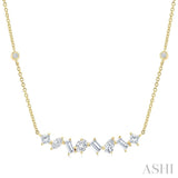 1 Ctw Mixed Diamond Cut Fashion Station Necklace in 14K White Gold