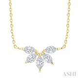 1/3 Ctw Semi-Circle Chevron Marquise Cut Diamond Fashion Necklace in 14K Yellow Gold