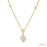 1/2 Ctw Clover Round Cut Diamond Station Necklace in 14K Yellow Gold