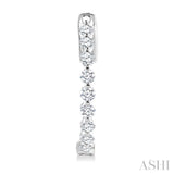 1 Ctw Inside-Out Single Prong Set Round Cut Diamond Hoop Earrings in 14K White Gold