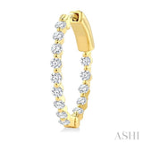 1 Ctw Inside-Out Single Prong Set Round Cut Diamond Hoop Earrings in 14K Yellow Gold