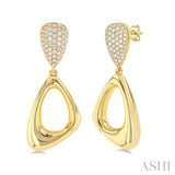 1 1/6 Ctw Dangler Inverted Pear Shape Round Cut Diamond Fashion Earrings in 14K Yellow Gold