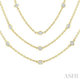 5 Ctw Mixed Diamond Cut 60-Inch Station Necklace in 14K Yellow Gold