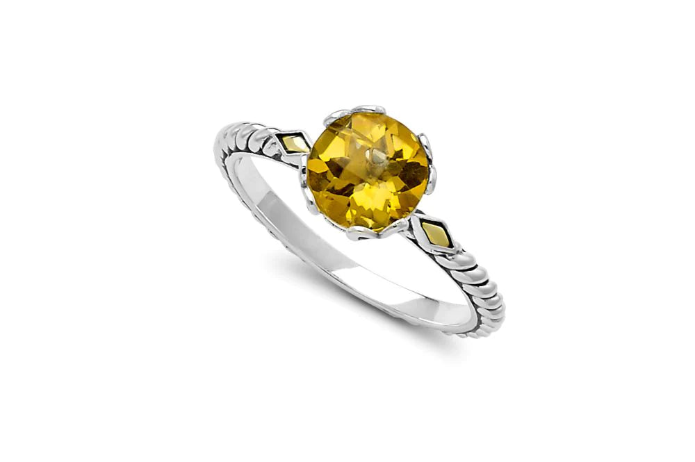 Genuine Sterling Silver and 18k Yellow Gold Samuel B. Birthstone Glow Ring