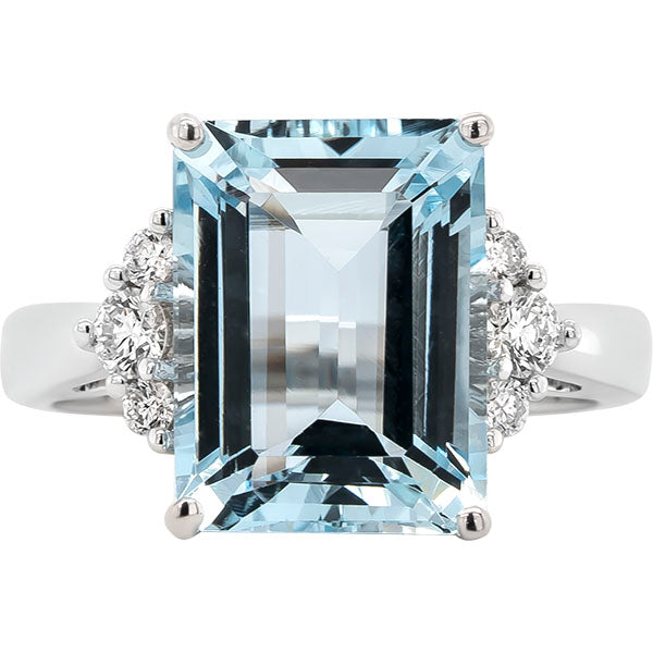 Gems of Distinction Collection's 14k White Gold 6.22ct Aquamarine & .27ctw Diamond Ring