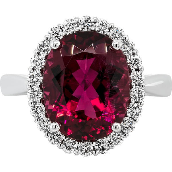 Gems of Distinction Collection's 14k White Gold 5.70ct Rubellite & .44ctw Diamond Ring