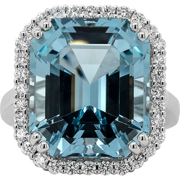Gems of Distinction Collection's 14k White Gold 12.34ct Aquamarine & .58ctw Diamond Ring