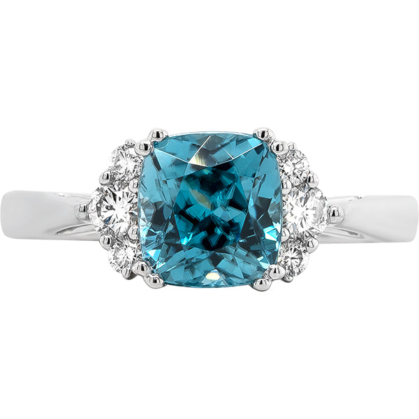 Gems of Distinction Collection's 14k White Gold 3.21ct Blue Zircon & .26ctw Diamond Ring