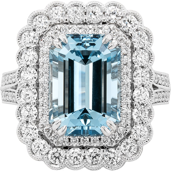 Gems of Distinction Collection's 14k White Gold 5.03ct Aquamarine & 1.23ctw Diamond Ring