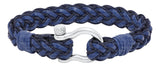 Genuine Sterling Silver Evening Tide Collection Blue Braided Bracelet with Polished Shackle