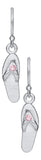 Genuine Sterling Silver Evening-Tide Collection Flip Flop Drop Earrings with Pink Cubic Zirconia