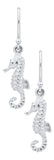 Genuine Sterling Silver Evening-Tide Collection Seahorse Drop Earrings