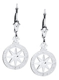 Genuine Sterling Silver Evening-Tide Collection Compass Rose Leverback Earrings