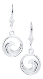 Genuine Sterling Silver Evening-Tide Collection Round Frame Wave Earrings