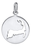 Genuine Sterling Silver Evening Tide Collection Small Cape Cod Disc Pendant Necklace