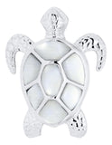 Genuine Sterling Silver Evening Tide Collection Sea Turtle Pendant Necklace with Mother of Pearl Inlay