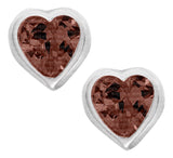 Genuine Sterling Silver Kiddie Kraft Heart Stud Earrings with Synthetic Birthstone