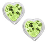 Genuine Sterling Silver Kiddie Kraft Heart Stud Earrings with Synthetic Birthstone