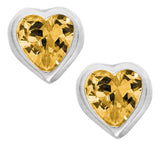 Genuine Sterling Silver Kiddie Kraft Heart Stud Earrings with Synthetic Birthstone