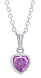Genuine Sterling Silver Kiddie Kraft Heart Pendant Necklace with Synthetic Birthstone