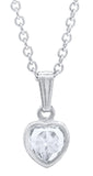 Genuine Sterling Silver Kiddie Kraft Heart Pendant Necklace with Synthetic Birthstone