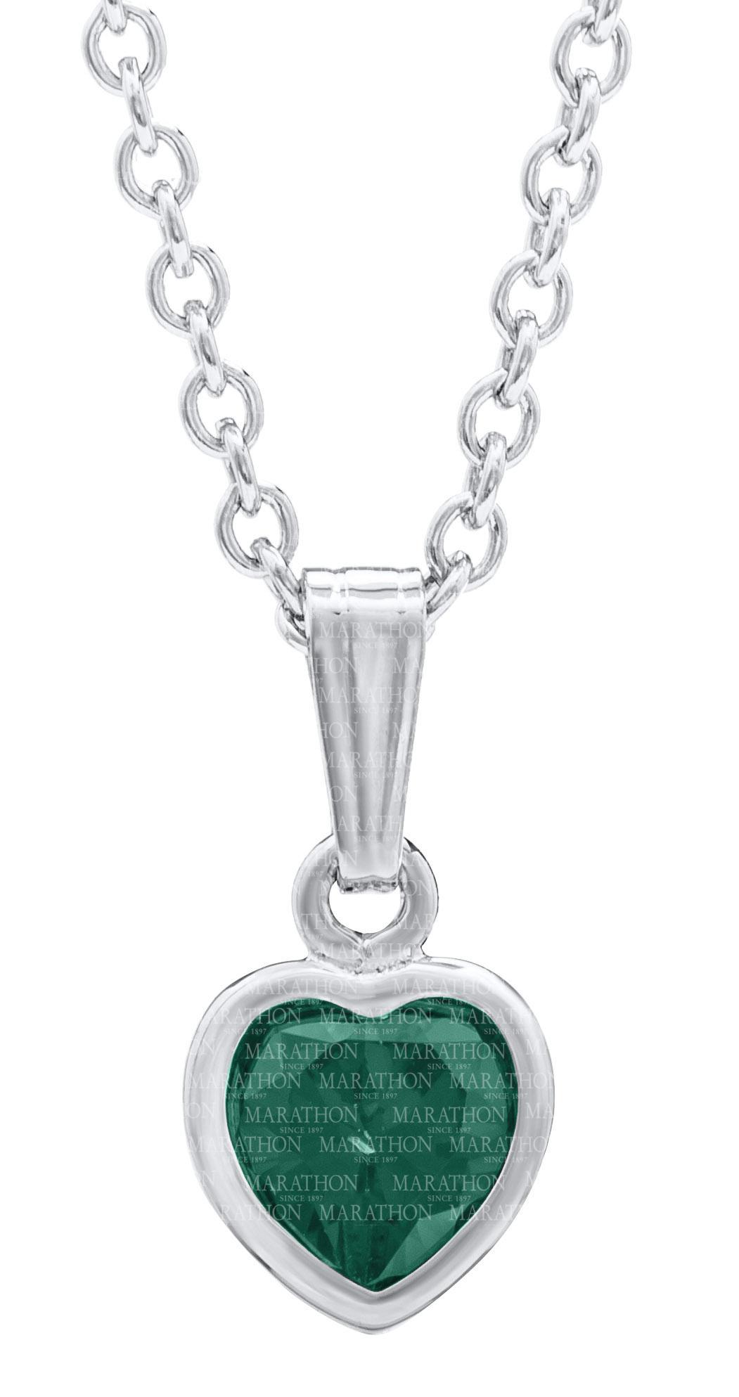 Genuine Sterling Silver Kiddie Kraft Heart Pendant Necklace with Synthetic Birthstone