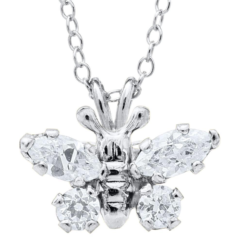 Genuine Sterling Silver Kiddie Kraft Butterfly Pendant Necklace with Synthetic Birthstone