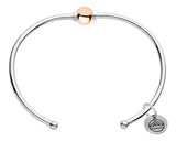 Genuine Sterling Silver Cape Cod Cuff Bracelet with Polished 14k Rose Gold Bead