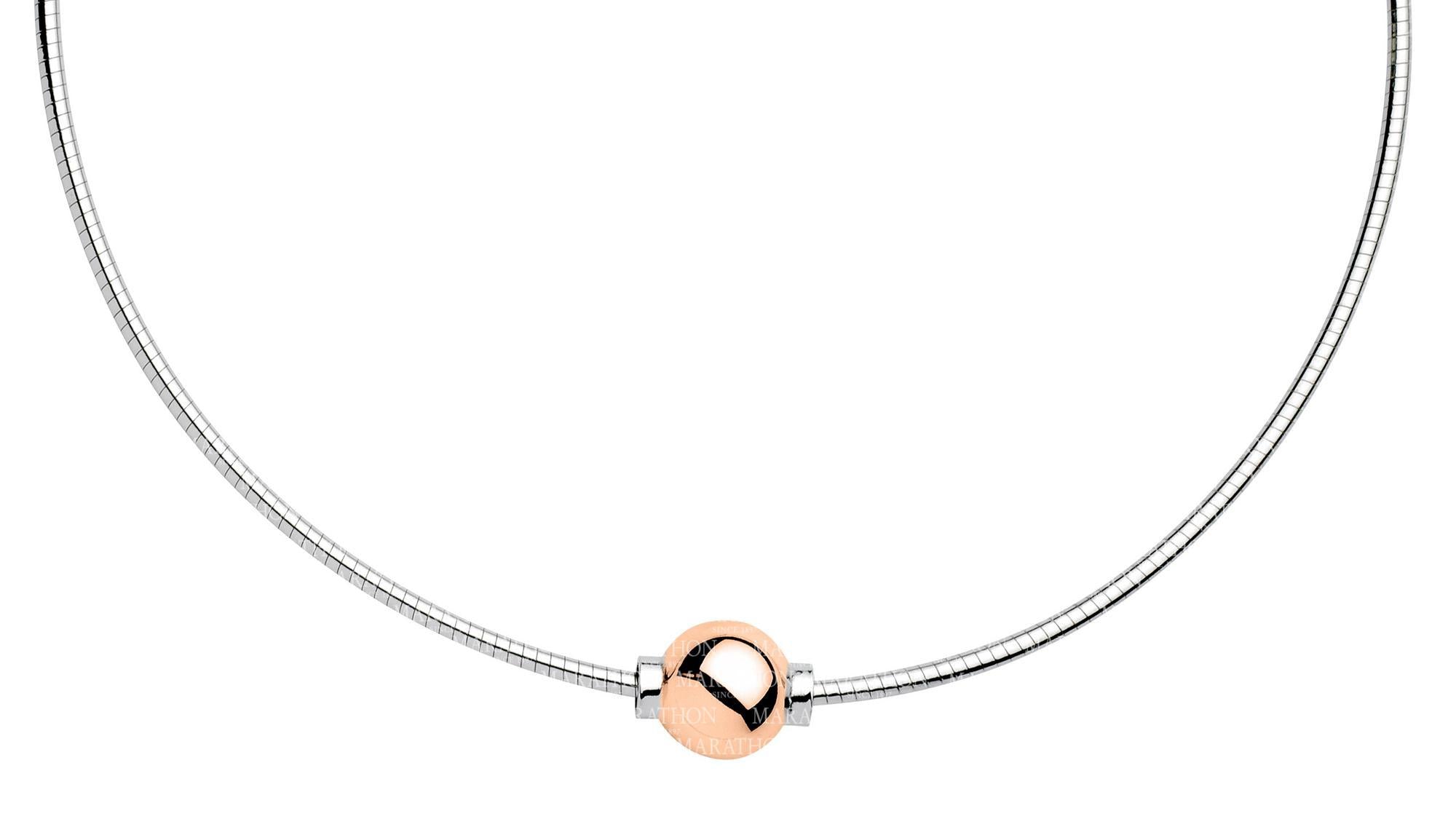Genuine Sterling Silver Cape Cod Necklace with 14k Polished Rose Gold Bead