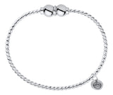 Genuine Sterling Silver Cape Cod Twist Bracelet with Polished Sterling Silver Double Bead