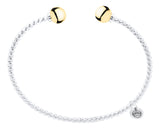 Genuine Sterling Silver Cape Cod Twist Cuff Bracelet with Polished 14k Yellow Gold End Beads