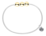 Genuine Sterling Silver Cape Cod Bracelet with Polished 14k Yellow Gold Triple Bead