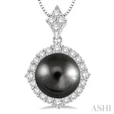 Black Pearl & Diamond Pendant