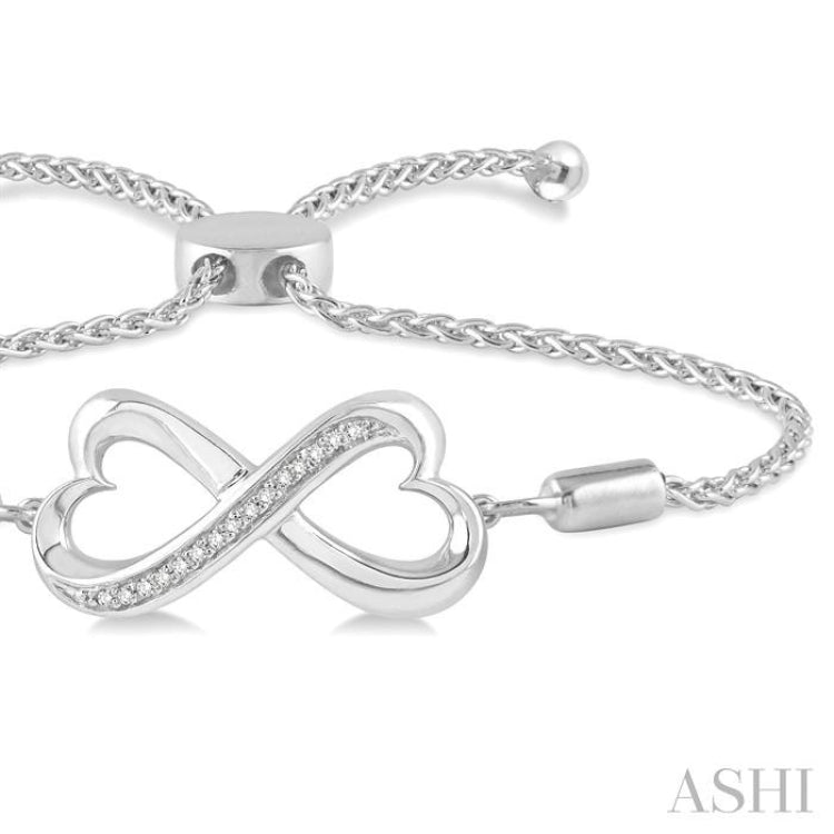 Silver Infinity Heart Shape Diamond Lariat Bracelet
