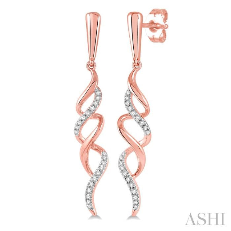 Swirl Diamond Fashion Long Earrings