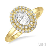 1/5 Ctw Twin Halo Round Cut Diamond Semi Mount Engagement Ring in 14K Yellow and White Gold