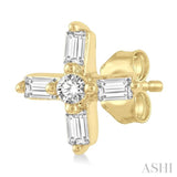 Cross Petite Baguette Diamond Fashion Earrings