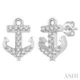 1/10 Ctw Anchor Round Cut Diamond Petite Fashion Earring in 10K White Gold