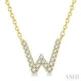 1/20 Ctw Initial 'W' Round Cut Diamond Pendant With Chain in 14K Yellow Gold