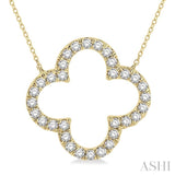 1 Ctw Clover Round Cut Diamond Necklace in 14K Yellow Gold