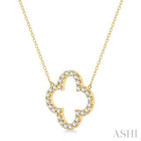 3/4 Ctw Clover Round Cut Diamond Necklace in 14K Yellow Gold