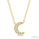 1/20 Ctw Crescent Round Cut Diamond Petite Fashion Pendant With Chain in 14K Yellow Gold